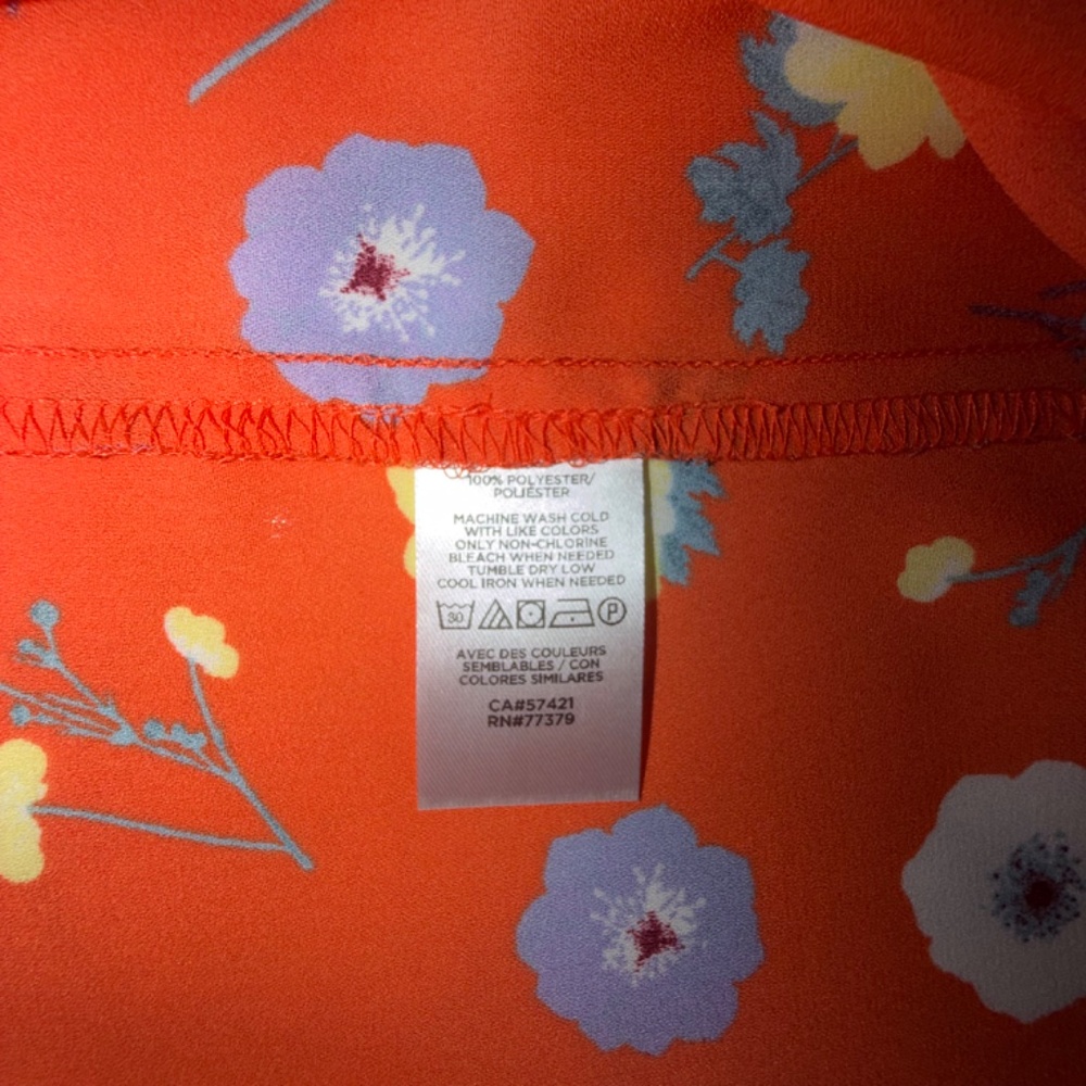 Ann Taylor Popover Orange Floral Camp Shirt Size M - Picture 6 of 7